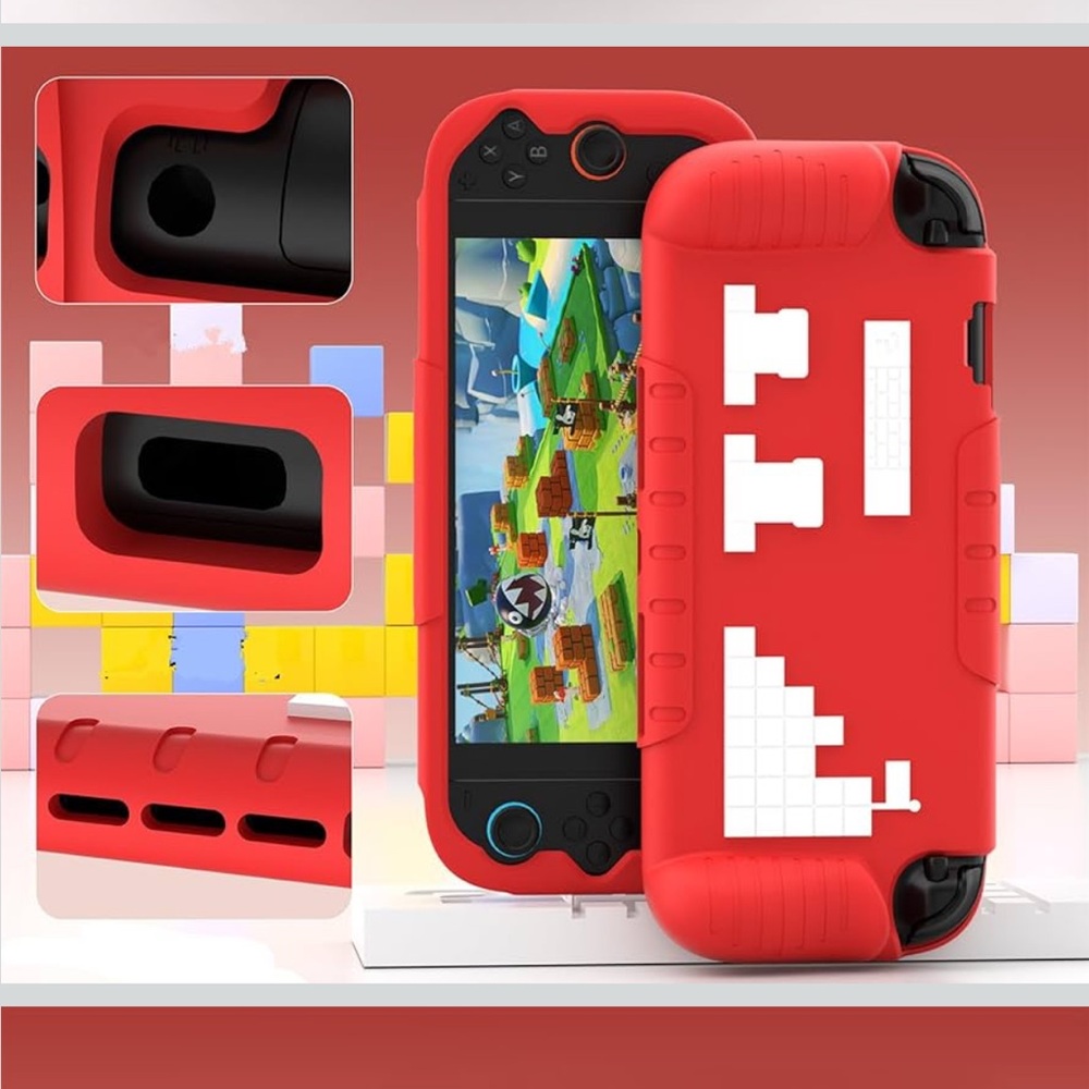 Nintendo Switch 2 Silicone Bumper Case Protective Red with White
